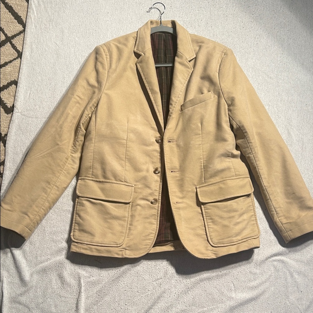L.L. Bean Beige Flannel Lined Blazer 100% Cotton 38-Reg. New Never Worn